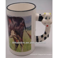 Haonai 11oz lovely cow handle ceramic mugs with your design